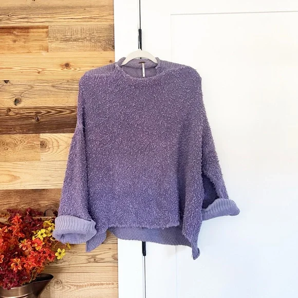 Free People Cuddle Up Pullover Sweater Purple - Picture 2 of 4